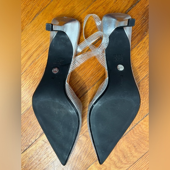 Zara clear vinyl & silver rhinestone pointed toe heels size 40 - Picture 5 of 7